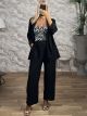 Plus Size Crep Suit-3739/Black