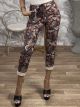 Suede Floral Elastic Pants/Chocolat