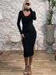 Viscose Soft Midi Dress/Black