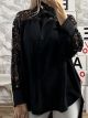 Viscose Oversized Lace Shirt/Black