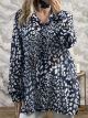 Leopard Muslin Shirt/Navy Blue