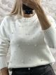 Spread Pearls Knitted Sweater-8059/White