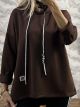 Viscose Hood Double Cord Sweatshirt/Chocolat