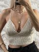 Sequins Cups Crop Top/Vanilla