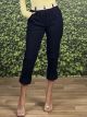 HighWaist Elastic Belt Pants/Navy Blue