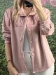 Button Fringe Suede Jacket/Pink