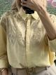 Gold Embroidered Linen Shirt/Yellow