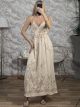 Embroidered GoldenThread Maxi Dress/Beige