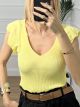 Knitted Ruffles Top/Lemon Yellow