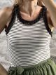 Ribbed Stripes Top-6660/Chocolat