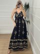 Maxi Cotton Embroidered Dress/Black