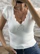 Embroidered Knitted Top-1646/White