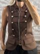 Military Zipper Vest-12145/Chocolat