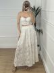Lace Strapless Skirt Set/White