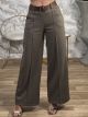 Viscose Belt Pants-19008/Chocolat