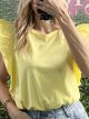 Ruffle Sleeves Cotton Top/Yellow