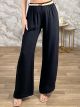 Highwaist Viscose KnittedBelt Pants-3388/Black