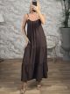 BeadStraps Viscose Maxi Dress-6297/Chocolat