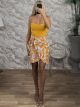 Wrap Mini Skirt/Orange&White Flowers