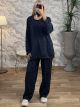 Oversized Strassed Set/Navy Blue