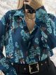 Muslin Shirt Floral-3062/Petrol