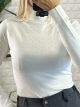 Strass Viscose TurtleNeck Top/White