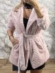 Furry Textured Belt Jacket-1966/Pink