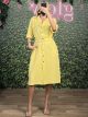 Semizie Golden Buttons&Belt Dress/Yellow