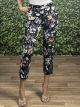 Floral Cotton Pants-5047/Navy Blue