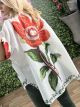 Linen Print Long Shirt/Poppy Flower