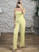 Strapless AsymmetricalTop & Pants Set-6002/Yellow