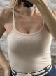 Thin Straps Ribbed Top-3068/Beige