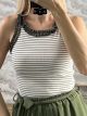 Ribbed Stripes Top-6660/Khaki