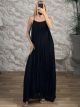 Muslin FrayedEdges Maxi Dress-60064/Black