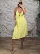 Casual Bow Buttons Dress/Yellow