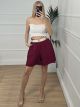 Oversized Hightwaist Belt Shorts/Burgundy