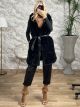 Fur Leather Belt Vest/Black