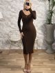 Viscose Soft Midi Dress/Chocolat