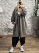 Soft Oversized Hood Coat/Grey-Beige