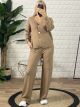Knitted Buttons Cardigan Set/Camel