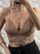 Sequins Cups Crop Top/Bronze