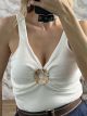 Knitted GoldPin Top-81014/White