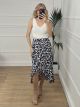 Asymmetrical Floral Skirt/Dark Blue