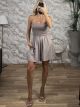 Strapless ShirredTop Viscose Playsuit-3727/Beige