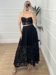 Lace Strapless Skirt Set/Black