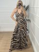 Silk Maxi Dress Animal-054/Zebra