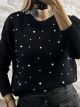 Spread Pearls Knitted Sweater-8059/Black