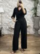 Wide Leg Buttons Jumpsuit/Black