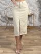 Eco Leather Midi Split Skirt/Vanilla