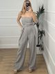 Strapless Belt Jumpsuit/Grey